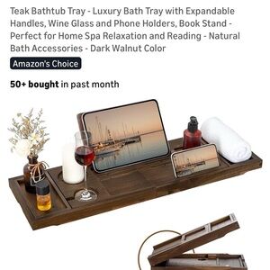 Teak Bath Caddy with Expandable Handles - Brand New In Box